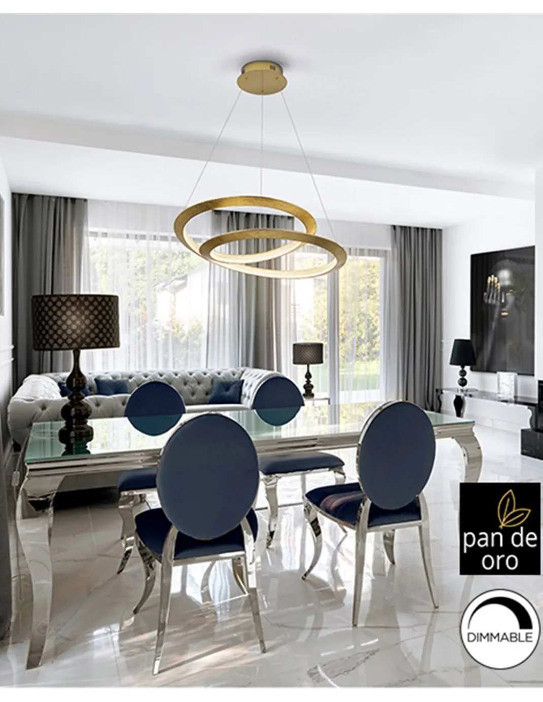 Lámpara colgante Eternity – Schuller – Diseño decorativo dorado, 2 tamaños