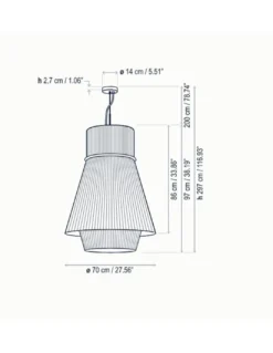 Lámpara colgante Folie S/70.2 – Bover – Pantalla de cinta translúcida, Diámetro: 70 cm
