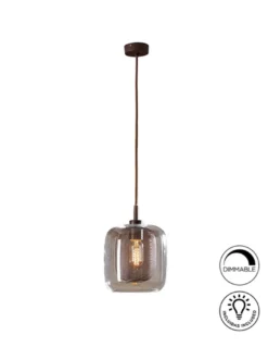 Lámpara colgante Fox – Schuller – Doble tulipa de cristal y malla