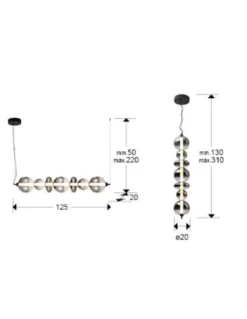 Lámpara colgante Gladis - Schuller - Posición horizontal o vertical, tulipas de cristal soplado