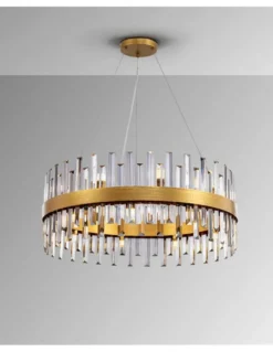 Lámpara colgante Grace - Schuller - Lámpara redonda de 18 luces, barras de cristal