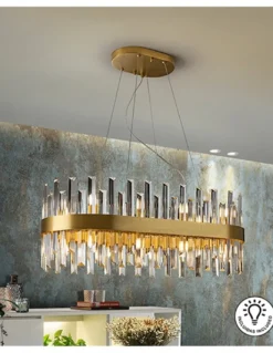 Lámpara colgante Grace – Schuller – Lámpara elegante con barras de cristal, acabado oro