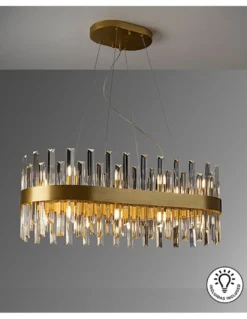 Lámpara colgante Grace – Schuller – Lámpara elegante con barras de cristal, acabado oro