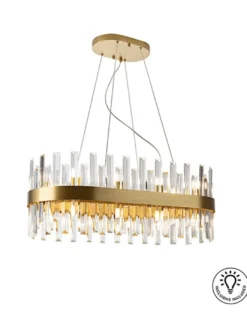 Lámpara colgante Grace – Schuller – Lámpara elegante con barras de cristal, acabado oro