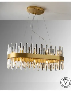 Lámpara colgante Grace – Schuller – Lámpara elegante con barras de cristal, acabado oro