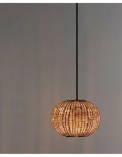 Lámpara colgante Haka - Faro – Pantalla de ratán circular, aspecto natural