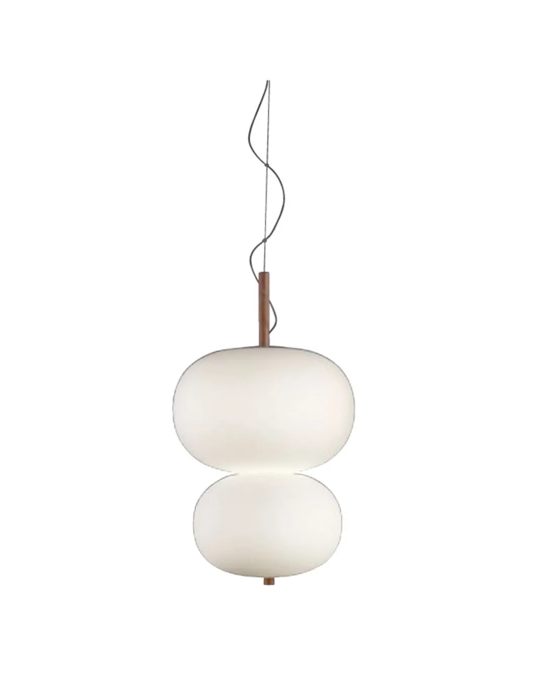 Lámpara colgante Ilargi - LedsC4 - Madera y pantalla doble cristal