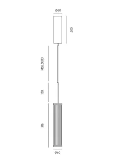 Lámpara colgante Ison – Aromas – Lámpara de techo tipo tubo, LED 3000K, regulable Triac