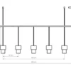 Lámpara colgante Kan – Luxcambra – Diseño horizontal, 5 luces, pantalla cotonet sand