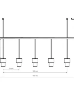 Lámpara colgante Kan – Luxcambra – Diseño horizontal, 5 luces, pantalla cotonet sand