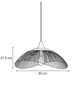 Lámpara Colgante Kasteli - IDP Lampshades - Lámpara de techo tipo sombrero / pamela, rejilla metal y ratán