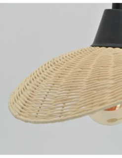 Lámpara colganteKasteli - IDP Lampshades - Diseño lineal con 3 luces, lámpara de mimbre
