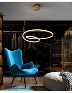 Lámpara colgante LED Tube – Schuller – Lámpara minimalista, acabado oro