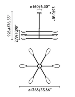 Lámpara colgante Liggera - Faro - Lámpara de techo orientable, 6 luces