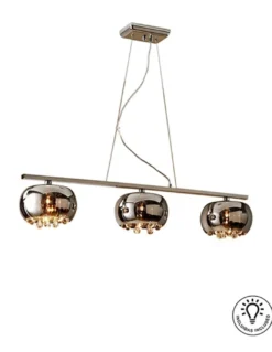 Lámpara colgante lineal Argos – Schuller – 3 pantallas de cristal