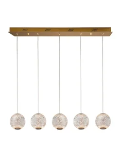 Lámpara colgante lineal Austral – Schuller – Diseño elegante con 5 tulipas de acrílico
