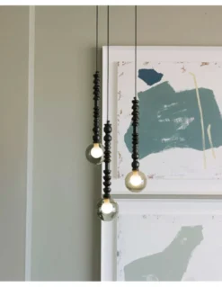 Lámpara colgante lineal Joselito – Fokobu – Lámpara decorativa de madera negra, 6 luces