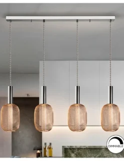 Lámpara colgante lineal Micrón – Schuller – Lámpara decorativa con 4 luces