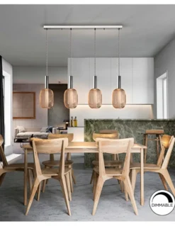 Lámpara colgante lineal Micrón – Schuller – Lámpara decorativa con 4 luces