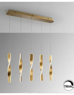 Lámpara colgante lineal Twist – Schuller – Lámpara minimalista regulable, acabado oro cepillado