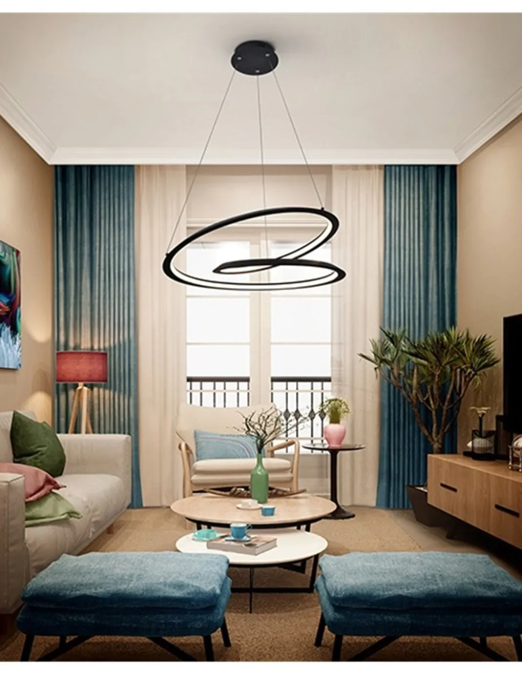 Lámpara colgante Looping – Schuller – Lámpara LED, disponible en 2 tamaños y colores