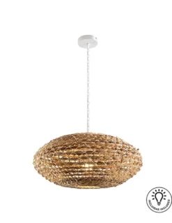 Lámpara colgante Nana – Schuller – Lámpara boho chic natural, pantalla de ratán y jacinto trenzado