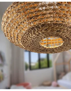 Lámpara colgante Nana – Schuller – Lámpara boho chic natural, pantalla de ratán y jacinto trenzado