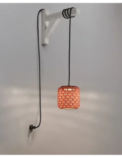 Lámpara colgante Nans – Bover – Lámpara de exterior, Pantalla de fibra sintética tejida a mano, Cable extralargo de 390 cm