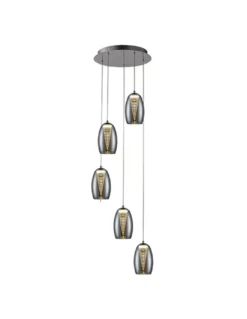Lámpara colgante Nebula – Schuller – Diseño moderno con 5 luces, pantallas de cristal espejado