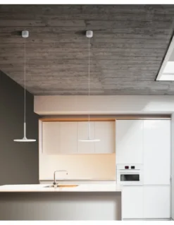 Lámpara colgante Net - LedsC4 - Lámpara LED minimalista blanca, altura regulable