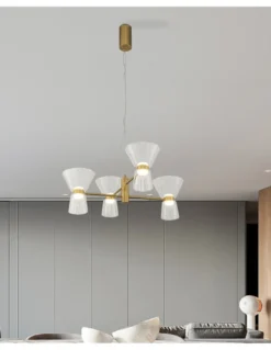 Lámpara colgante New York - Mantra - Lámpara tipo araña con 4 tulipas de vidrio transparente