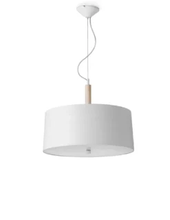 Lámpara colgante Nordic – Massmi – Pantalla de madera natural, Difusor de cristal, Diámetro: 47 cm