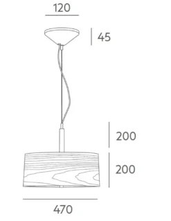 Lámpara colgante Nordic – Massmi – Pantalla de madera natural, Difusor de cristal, Diámetro: 47 cm