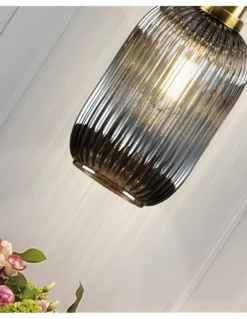 Lámpara colgante Norma – Schuller – Tulipa de cristal en gris smoke, lámpara decorativa