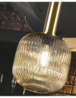 Lámpara colgante Norma – Schuller – Lámpara vintage con tulipa de cristal ámbar