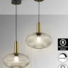 Lámpara colgante Norma – Schuller – Pantalla de cristal moldeado transparente