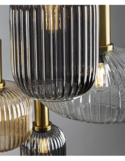 Lámpara colgante Norma- Schuller – Lámpara de 4 luces, tulipas de cristal en 3 colores