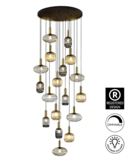 Lámpara colgante Norma 18 - Schuller - Lámpara decorativa grande XL con 18 tulipas de cristal