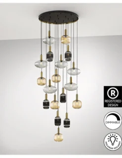 Lámpara colgante Norma 18 - Schuller - Lámpara decorativa grande XL con 18 tulipas de cristal