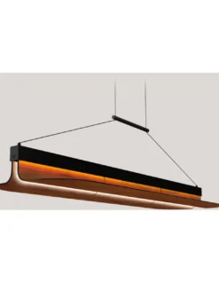 Lámpara colgante Omma horizontal – LZF – Pantalla de madera, LED 3000K regulable, Largo: 123 cm