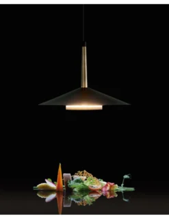Lámpara Colgante Orion 1 luz - Mantra - Lámpara de techo elegante y minimalista, color negro o cuero y dorado