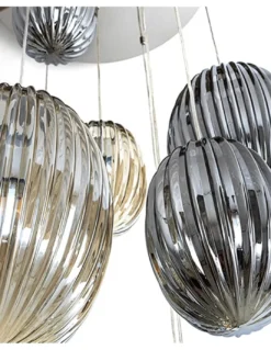 Lámpara colgante Ovila – Schuller – Lámpara de 5 luces, pantallas de cristal