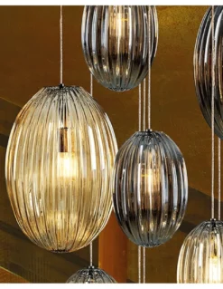Lámpara colgante Ovila – Schuller – Lámpara decorativa de 13 luces, pantallas de cristal
