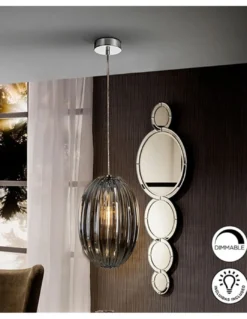 Lámpara colgante Ovila – Schuller – Pantalla de cristal en 2 colores y tamaños