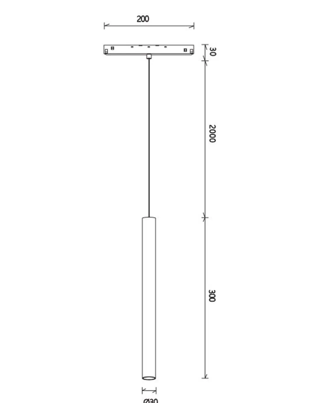 Lámpara colgante para carril 48V Magneto – Mantra – Diseño tubular minimalista, acabado negro
