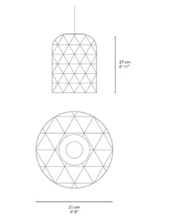 Lámpara colgante Pikul Single M - PET Lamp - Lámpara artesanal y reciclada, pantalla de fibra de bambú