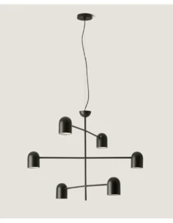 Lámpara colgante Pipe – Aromas – Lámpara de techo negra, 6 luces LED 3000K, Pantallas orientables