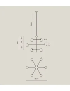 Lámpara colgante Pipe – Aromas – Lámpara de techo negra, 6 luces LED 3000K, Pantallas orientables