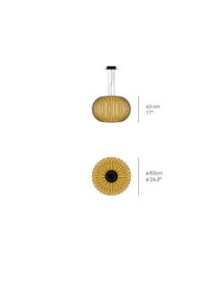 Lámpara Colgante Poppy - LZF - Lámpara forma de esfera con tiras de madera