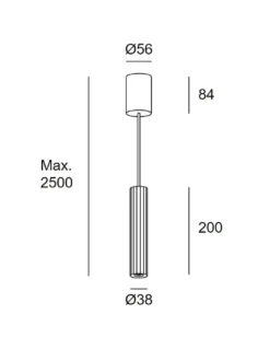 Lámpara colgante Prolix – LedsC4 – Lámpara tipo tubo con luz ajustable manualmente, LED regulable corte de fase